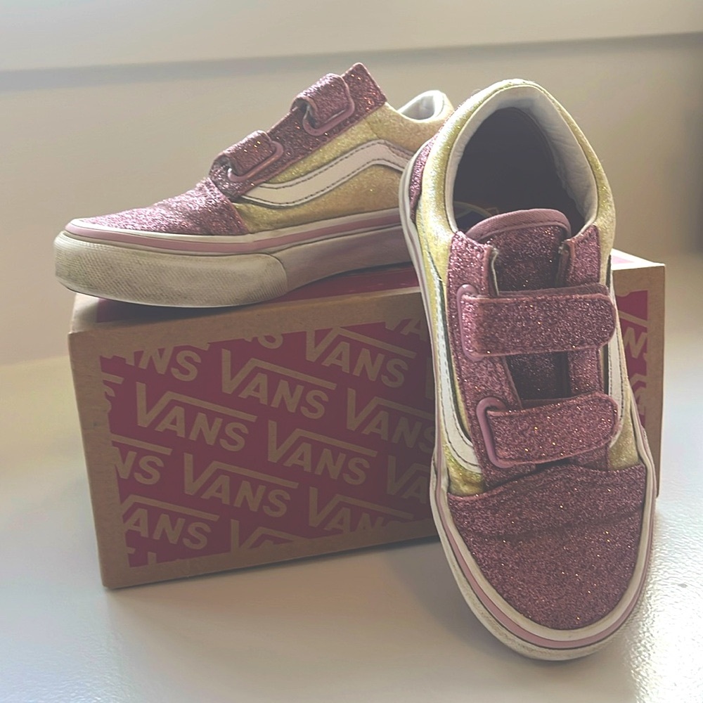 🦩CLEARANCE🦩 Vans Pink & Yellow Sparkles. Size 12 Kids